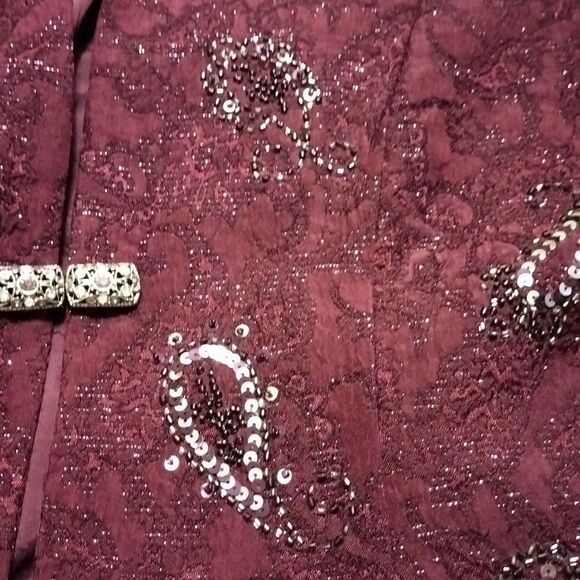 R&M Richards 2pc Beaded Wine Jacket Dress Formal Sz 10 - Picture 13 of 16
